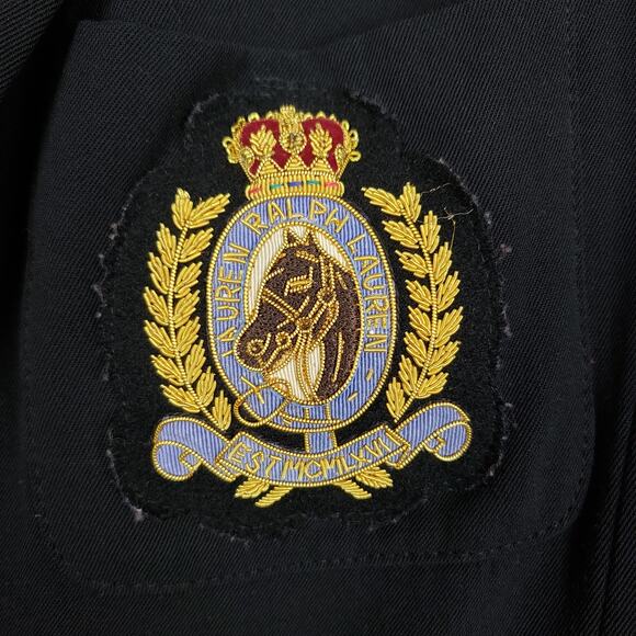 Ralph Lauren Size 6 Petite Equestrian Crest Wool Blend Blazer Black Academia - Picture 10 of 11